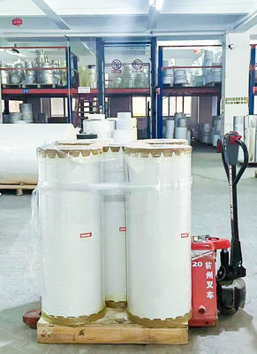 पारदर्शी BOPP चिपकने वाला जंबो रोल लेबल कागज सिंथेटिक चल चिपकने वाला